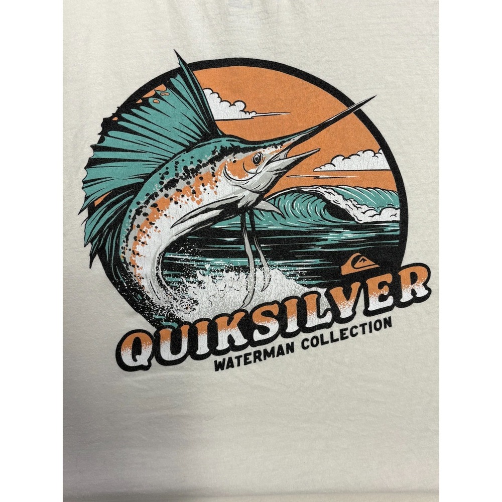 Quiksilver Waterman Collection Marlin Sailfish Graphic T-Shirt Mens White XL‎